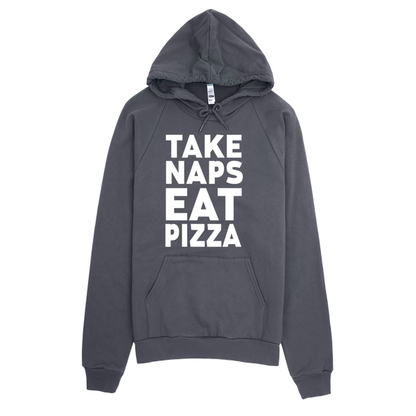 Take Naps Eat Pizza Hoodie - Asphalt