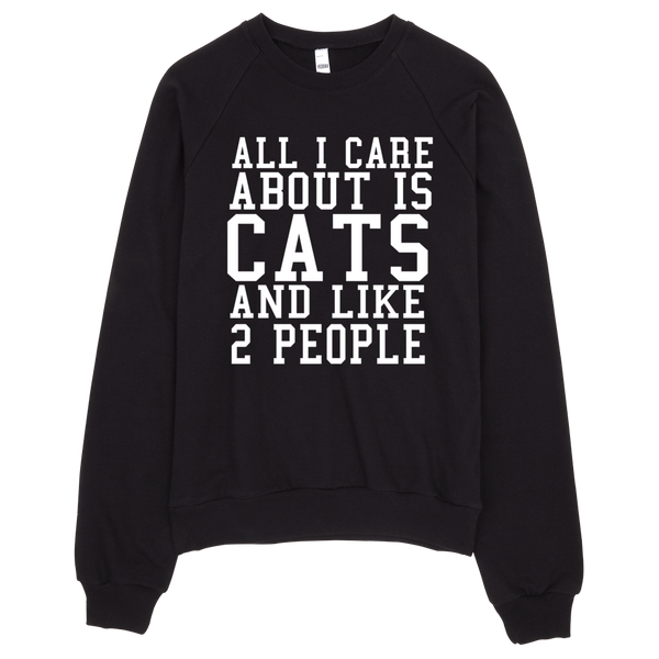 All I Care About Is Cats And Like 2 People Sweatshirt - Black
