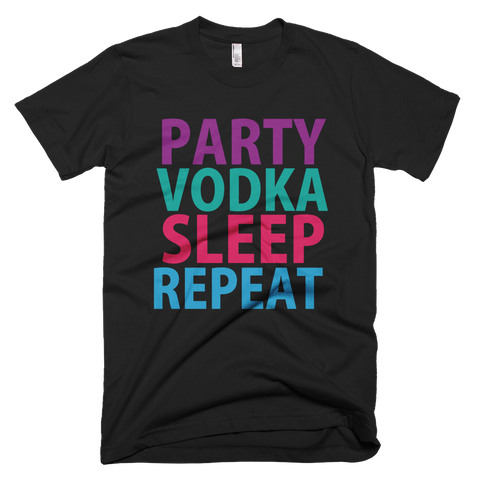 Party Vodka Sleep Repeat T-Shirt - Black