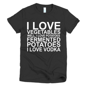 I Love Vegetables I Love Vodka T-Shirt - Womens - Black
