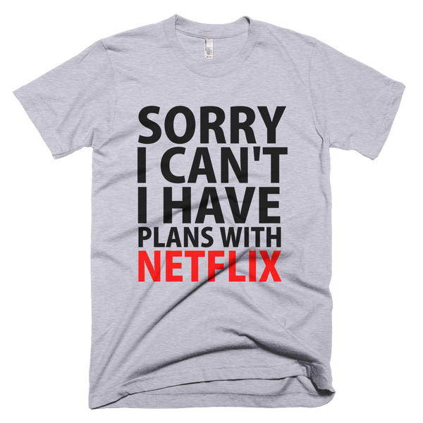 Sorry I Can't I Have Plans With Netflix T-Shirt - New Silver