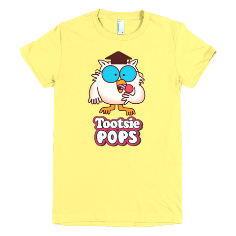 Mr. Owl Tootsie Roll Pop Womens T-Shirt - Yellow