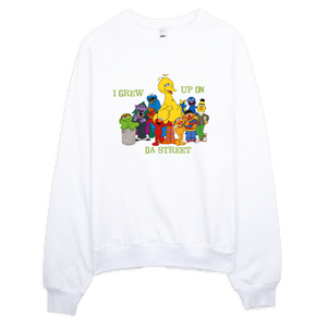 Sesame Street I Grew Up On Da Street Sweatshirt - White