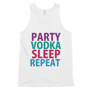Party Vodka Sleep Repeat Tank Top - White
