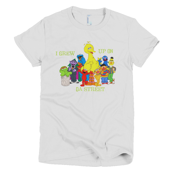 Sesame Street I Grew Up On Da Street Womens T-Shirt - White
